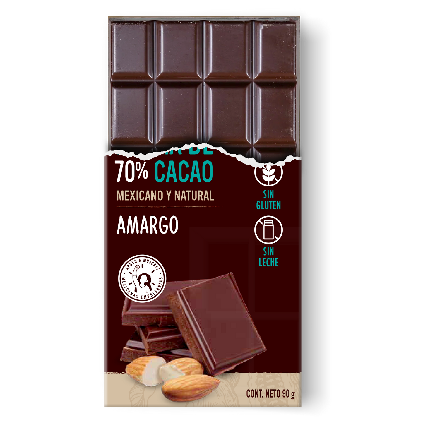Barra de Cacao Amargo Vegano 90 g