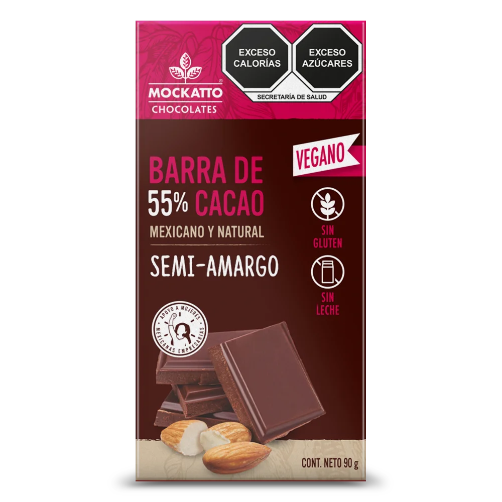 Barra de Cacao Semi-Amargo Vegano 90 g