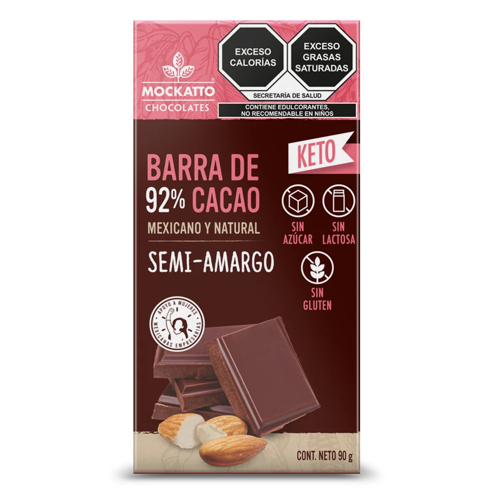 Barra de Cacao Semiamargo Keto 90 g - Sin Azúcar