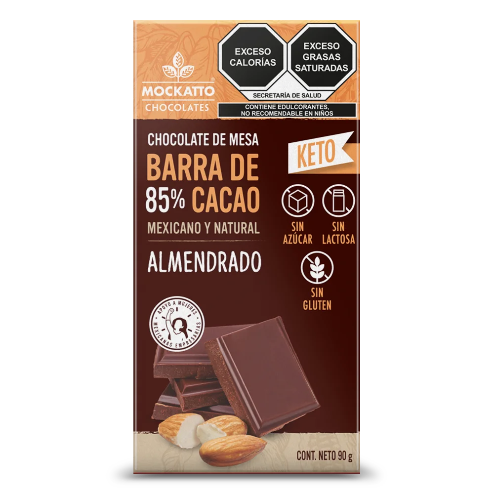Barra de Cacao Almendrado Keto 90 g - Sin Azúcar