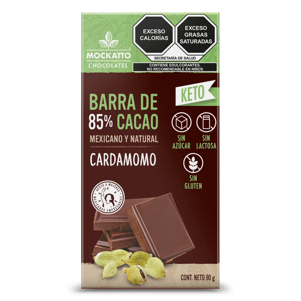 Barra de Cacao Cardamomo Keto 90 g - Sin Azúcar