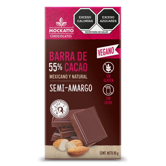 Barra de Cacao Semi-Amargo Vegano 90 g