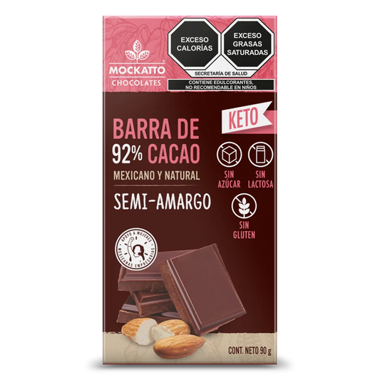 Barra de Cacao Semiamargo Keto 90 g - Sin Azúcar