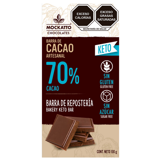 Barra de Cacao Para Repostería Keto 90 g - Sin Azúcar